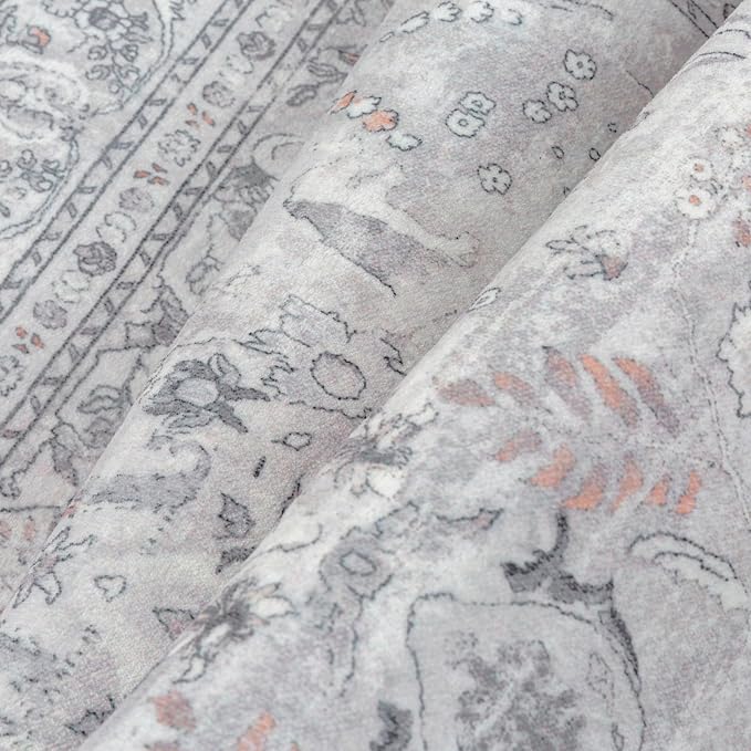 Grey 2x8 Runner Rug Washable Vintage Long Carpet - Image 7
