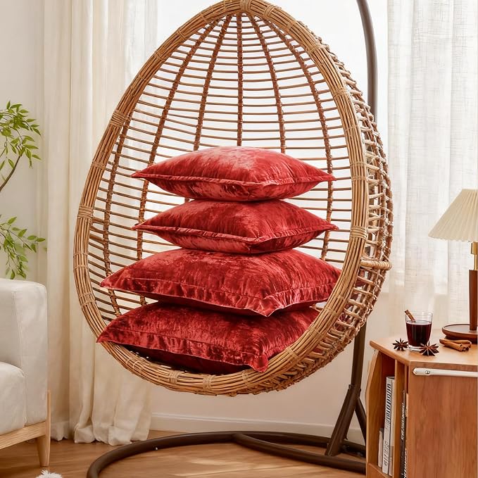 Luxurious Velvet Euro Shams Decorative Throw Pillow Covers 26x26 Set of 2 Solid - Image 3