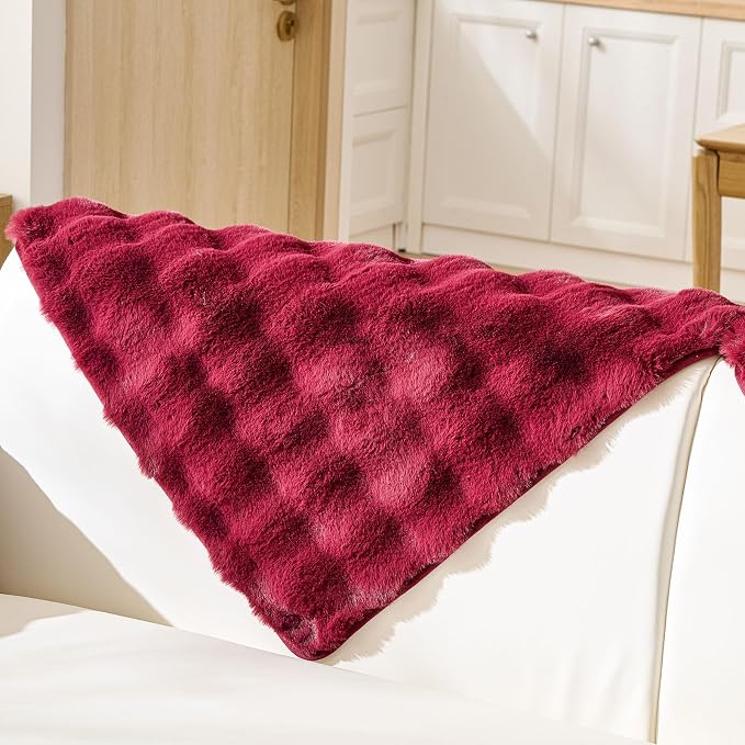 Christmas Faux Fur Armrest Cover Backrest Cover Fuzzy Plush Thick Bubble Sofa - Image 2