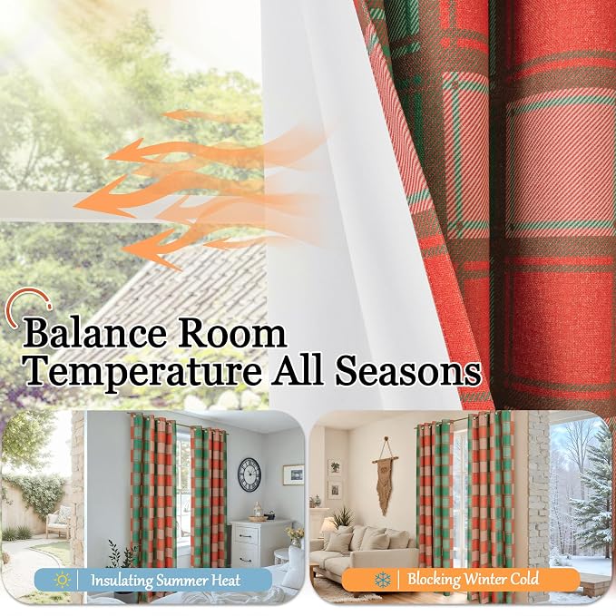 Plaid Christmas Curtains for Living Room - Image 8