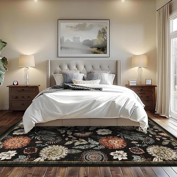 GarveeHome 4x6 Floral Washable Area Rug: Large Living Room Area Rug - Image 4