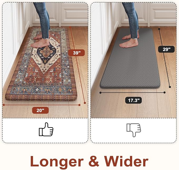 KIMODE Anti Fatigue Mat for Kitchen Floor, Boho Oriental Kitchen Rug, Non Slip - Image 3