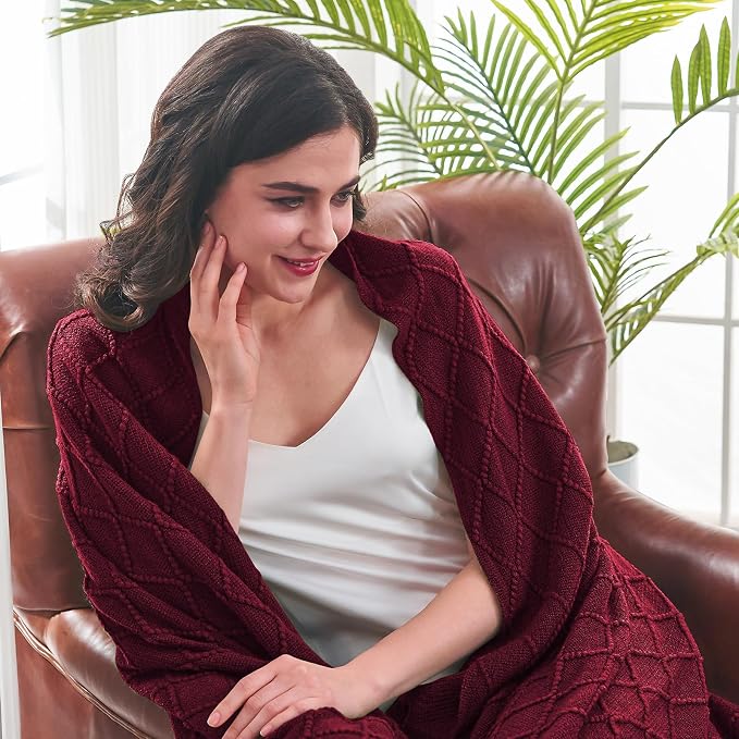 inhand Knitted Throw Blankets for Couch and Bed, Soft Cozy Knit Blanket - Image 2