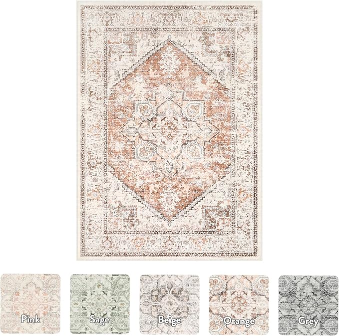 LIVEBOX 5x7 Area Rugs for Living Room, Washable Nursery Orange Boho Rug Soft - Image 5