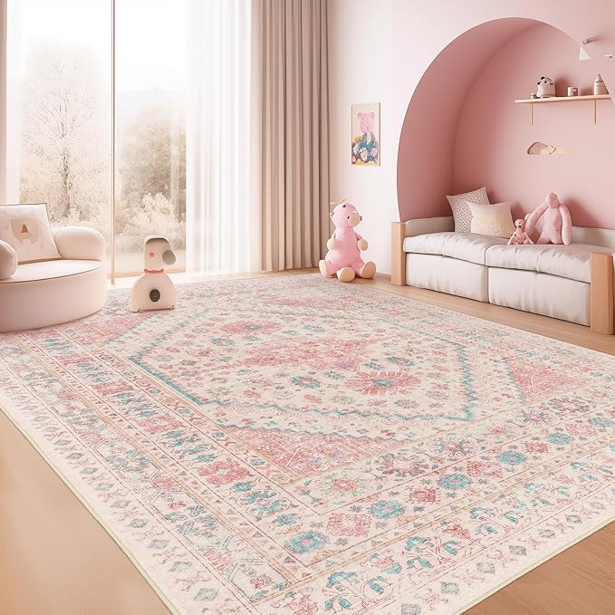 zesthome 6x9 Washable Rugs for Baby Girl, Super Soft Pink Rugs for Nursery Room - Image 3