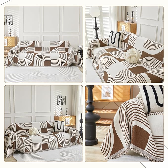 Boho Couch Cover Sofa Covers Washable, Chenille Couch Covers - Image 2