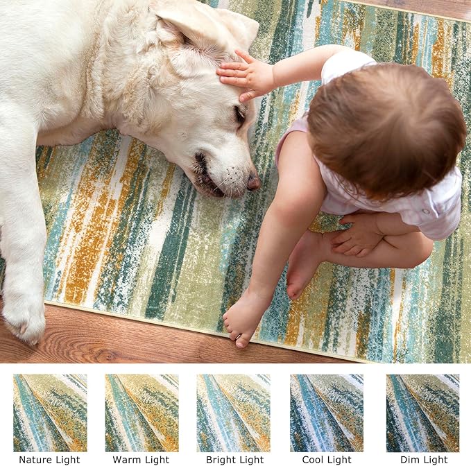 Modern Abstract Small Area Rug Indoor 3x5 Washable Rug Non-Slip Soft Entryway - Image 3