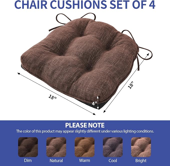 Chair Cushions for Dining Chairs Set of 4, Kitchen Chair Cushions, Chair Pads - Image 2