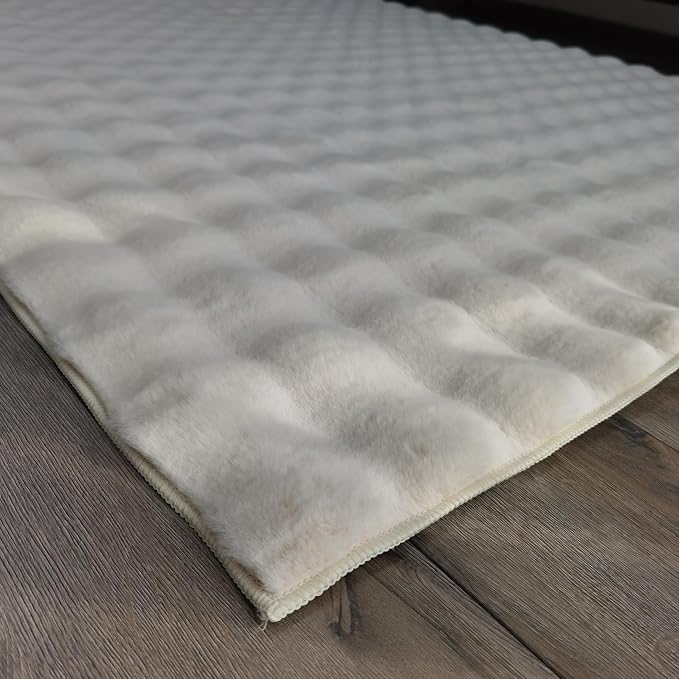 GLORY RUGS Area Rugs Bubble Soft Faux Rabbit Fur Rug 5x7 Polar Beige Plush - Image 6