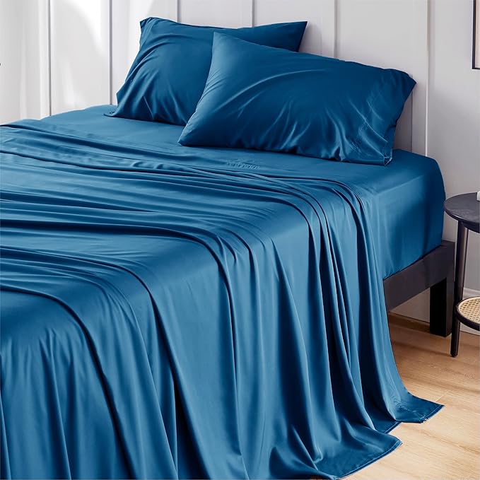 Bedsure Queen Sheet Set, Rayon Derived from Bamboo, Cooling Sheets, Deep Pocket by BEDSURE