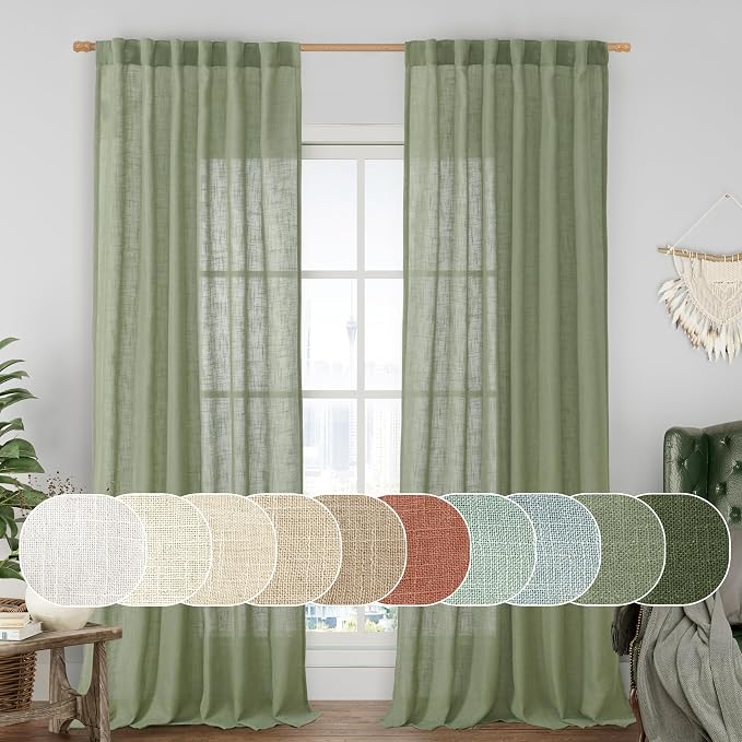 LAMIT Sage Green Linen Curtains by LAMIT