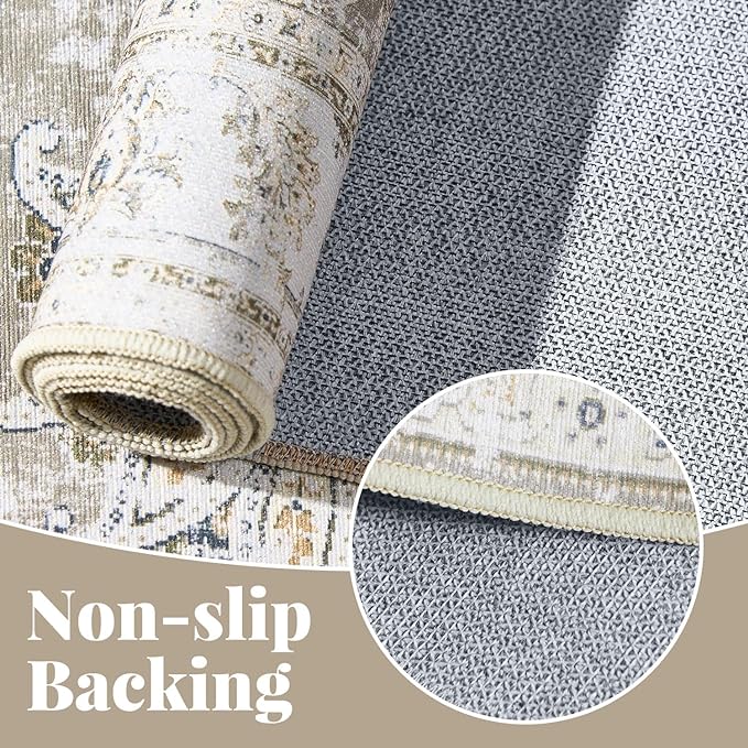 jinchan Fiora Hallway Runner Rug 3x10 Machine Washable Runner Rug Taupe Vintage - Image 5