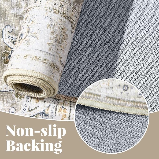 jinchan Fiora Hallway Runner Rug 3x7 Machine Washable Runner Rug Taupe Vintage - Image 4