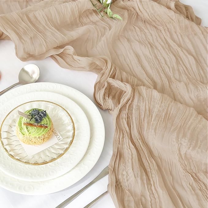 IVAPUPU 4 Pcs Cheesecloth Table Runner - 10ft Nude Boho Gauze Cheese Cloth - Image 3
