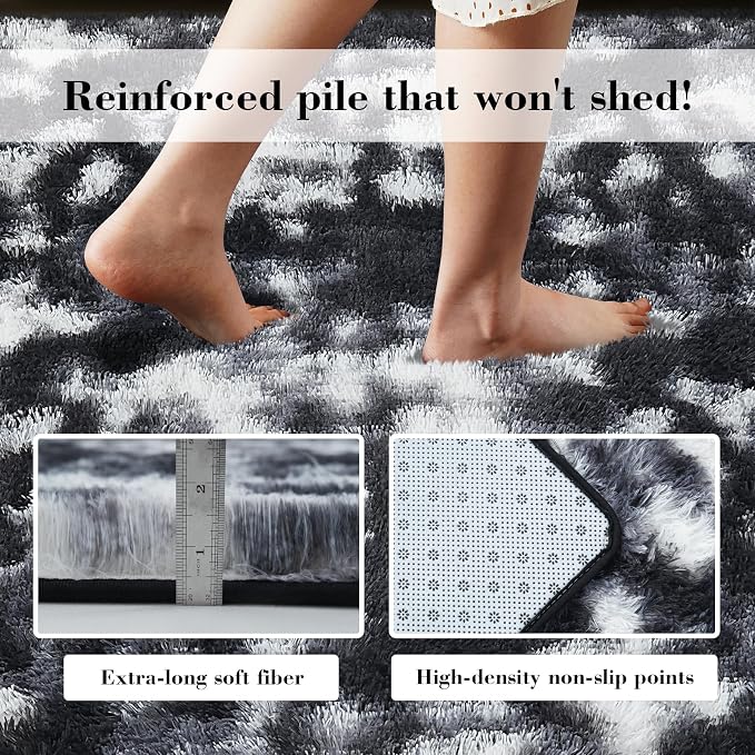 Fluffy Rug Shaggy Area Rug, Mottling Black 8x10 Area Rugs - Image 6