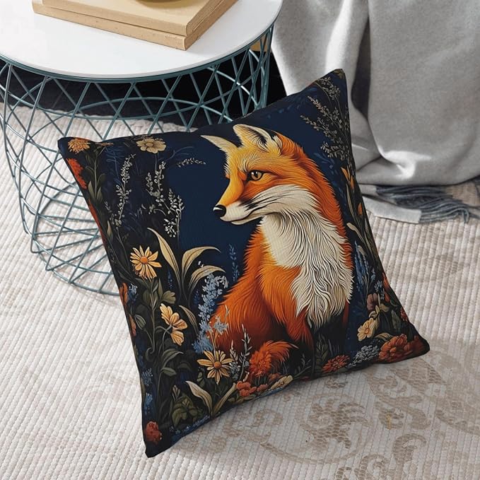 William Morris Abstract Vintage Floral Fox Design 18x18 inches Throw Pillow - Image 5