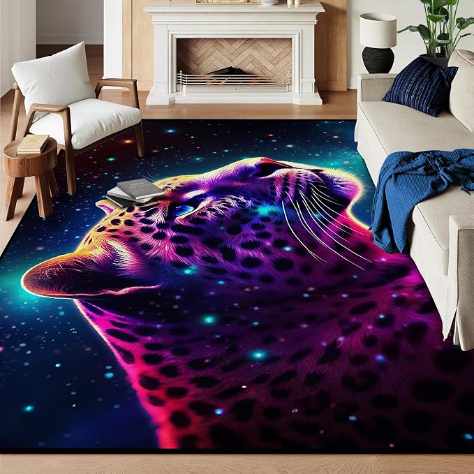 6' x 9' Galaxy Leopard Rug Fierce Panther Area Rugs by CERYUEE