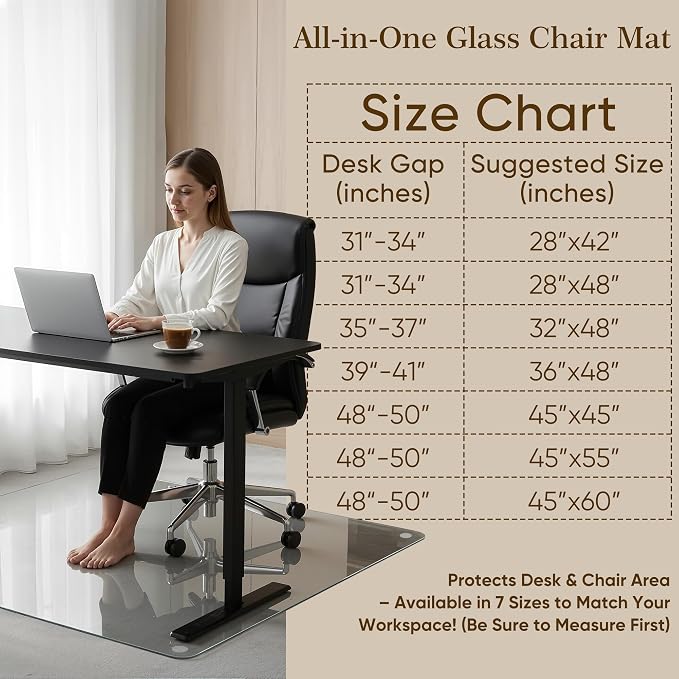 32" x 48" Tempered Glass Office Chair Mat - Image 9