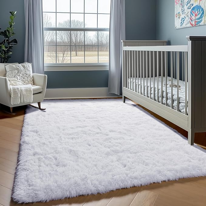 ONASAR White 6x9 Area Rugs for Living Room Bedroom, Washable Large Fluffy - Image 5