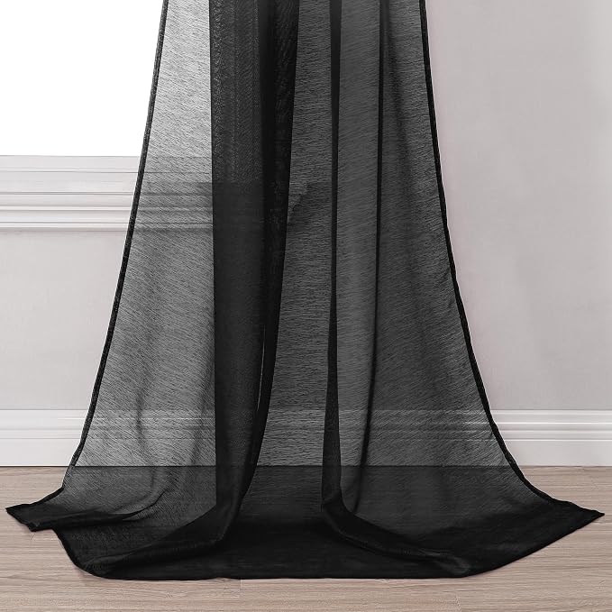 DONREN Jet Black Window Scarf Curtains - Image 5