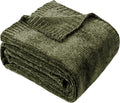BATTILO HOME Olive Green Chenille Throw Blanket by BATTILOHOME