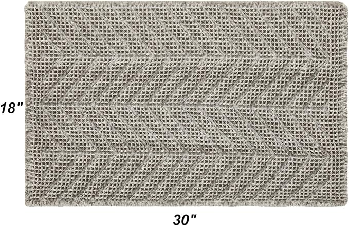 Bath Rugs, Upgraded Waffle Bath Mat, Super Absorbent Boho Bath Rug Non Slip - Image 2