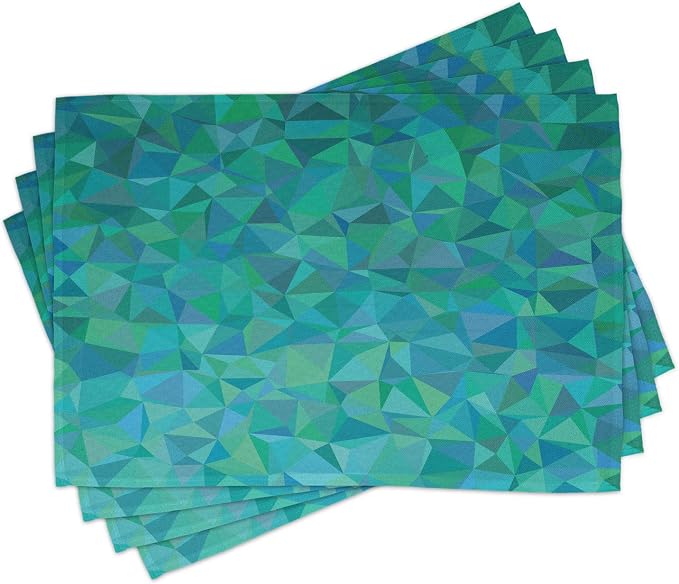 Ambesonne Teal Place Mats Set of 4, Abstract Irregular Triangle Mosaic Design by Ambesonne