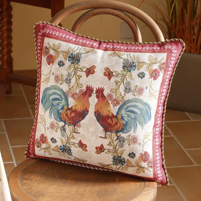 patdrea Designer Pack of 2 Square Throw Pillow Covers, Farmhouse Red Linen - Image 2