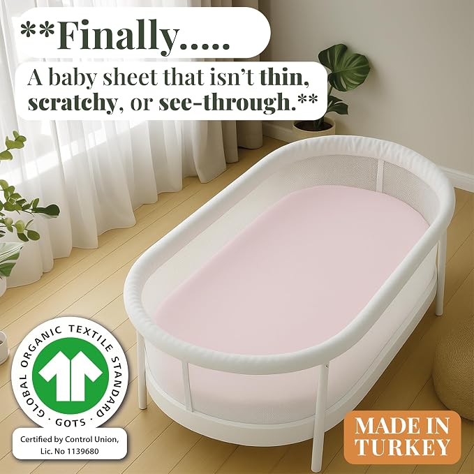GOTS Organic Bedside Bassinet Sheets 33x20 - Image 2