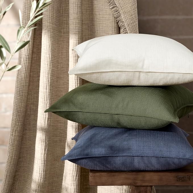 MIULEE Decorative Pillow Covers 18x18, 2 Pack Navy Blue Boho Farmhouse Neutral - Image 4