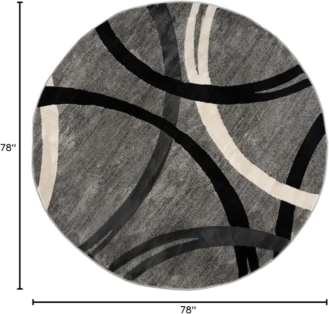 Rugshop Wavy Circles Design Round Rug, Carpet - Image 2
