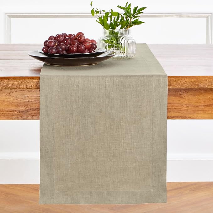 Solino Home Linen Vintage Khaki Table Runner 108 Inches Long by SolinoHome