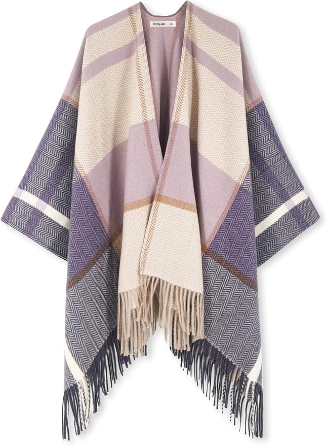 Breezy Lane Women's Shawl Wraps Warm Poncho Ruana Wrap Cardigan - Image 2