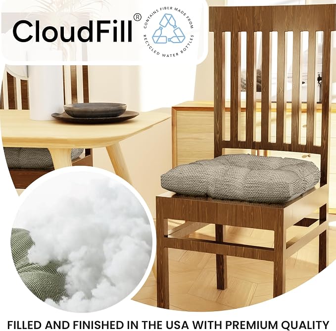 Klear Vu Gripper Overstuffed Universal Non-Slip Dining Chair Cushions - Image 4