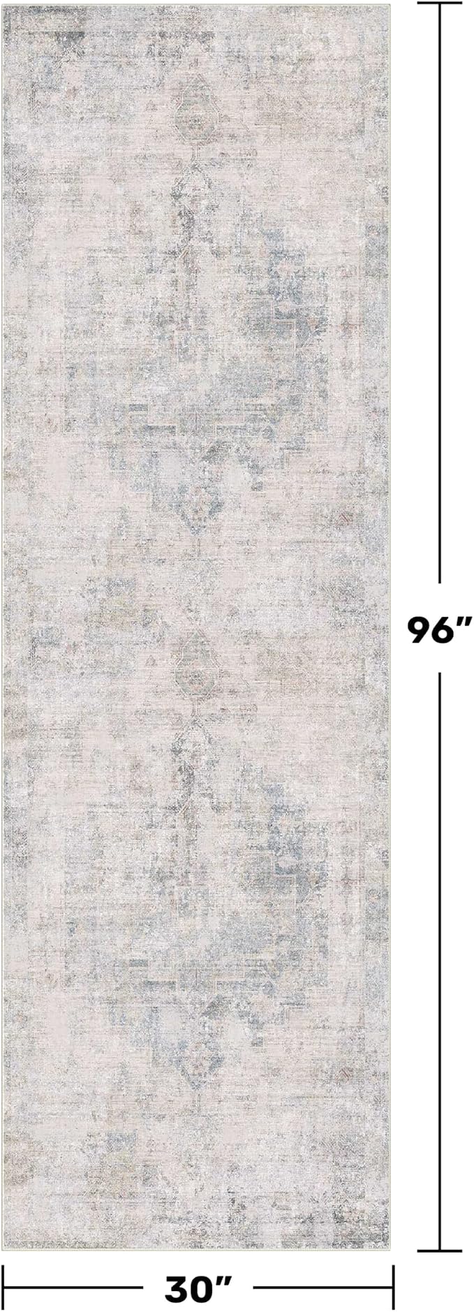 Light Blue 2'6''x8' Wide Hallway Runner Rug - Image 2