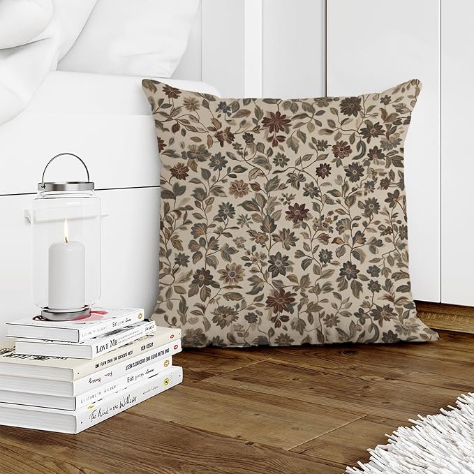 William Morris Abstract Vintage Floral Velvet Butterfly Design Throw Pillow - Image 5