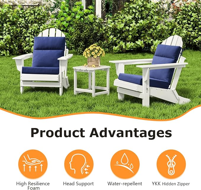 Outdoor High Back Chair Cushion Seat Pads, 44 x 21 Inch Water-Repellent & - Image 2