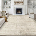 7x9 Area Rug Living Room: Washable Large Neutral Beige Rugs Abstract Soft by LOONGRUG