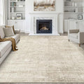8x10 Area Rugs Living Room: Washable Large Neutral Beige Rug Abstract Soft by LOONGRUG