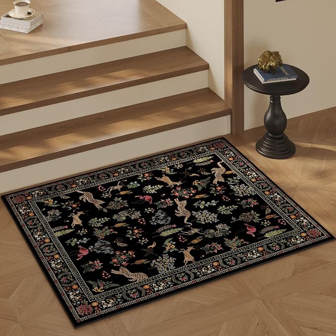 Rugcomf Door Mat Indoor Entrance 2x3 Rug Machine Washable Boho Floral Animal - Image 3
