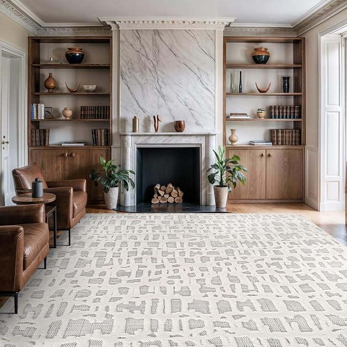 Beverly Rug Micro Loop Area Rug Gray/White 6x9 Abstract Modern Luxury Irregular - Image 7