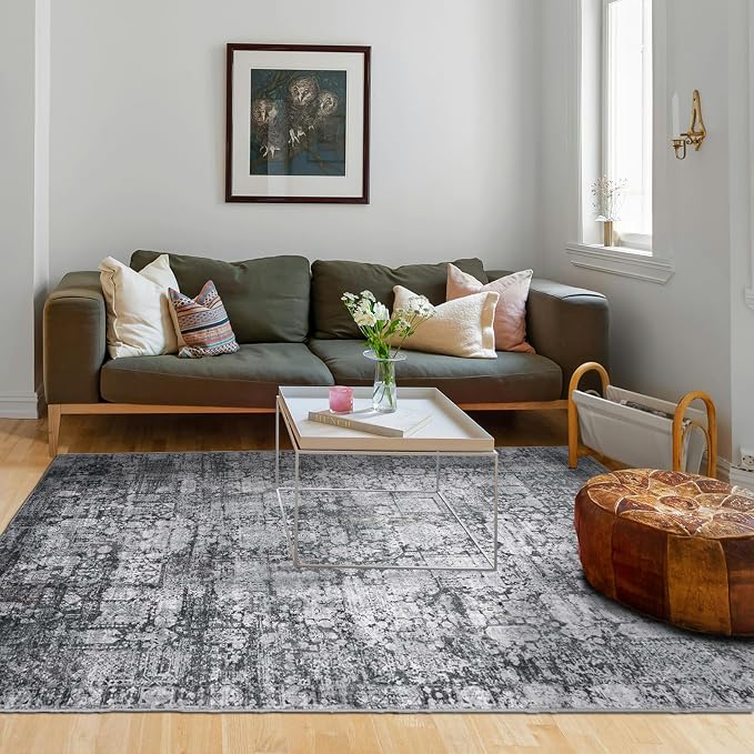 Area Rug 8×10, Large Vintage Boho Rug, Ultra-Soft Low Pile, Non Slip, Stain - Image 7