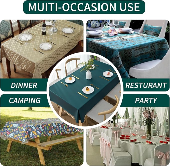 Square Table Cloth, 100% Waterproof Tablecloth Oil Proof Spill Proof Vinyl - Image 5