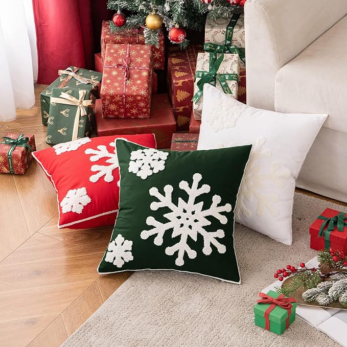 MIULEE Pack of 2 Christmas Decorative Snowflake Throw Pillow Covers Canvas - Image 4