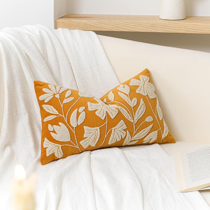 BlissBlush Fall Throw Pillow Cover 12x20, Tufted Farmhouse Textured Pillowcase - Image 3