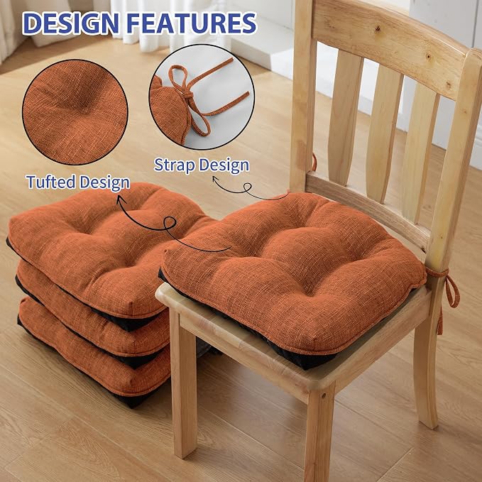 Chair Cushions for Dining Chairs Set of 6, Kitchen Chair Cushions, Chair Pads - Image 4