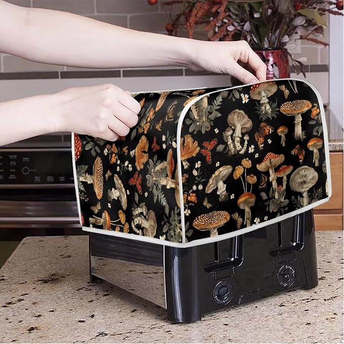Mushroom Printed 4 Slice Kitchen Machine Covers, Dustproof Toaster Cover Fits - Image 3