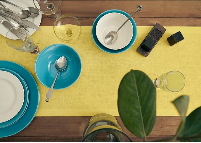 Solino Home Linen Sunshine Yellow Table Runner 120 Inches Long - Image 3