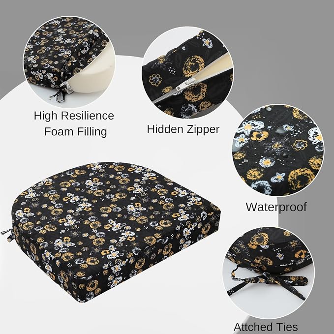 idee-home Outdoor Chair Cushions Set of 2, Thick 19" x 19" x 3" Outdoor Seat - Image 2