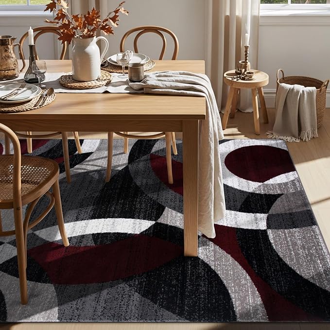 Rugshop Red Modern Geometric Indoor Area Rug, Overlapping Circle Pattern - Image 8